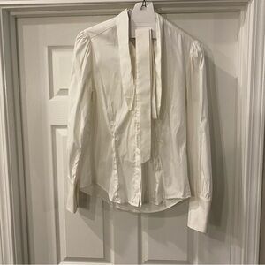 Moloh Elegant White Blouse with Tie Detail Shirt